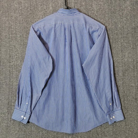 Chaps Ralph Lauren Shirt Mens XL 17 - 17 1/2 Blue Stripe Long Sleeve Button Down - Picture 7 of 12